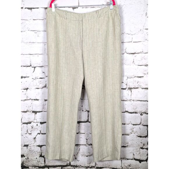 ORVIS River Road 100% Linen Trouser Striped Pockets Lined Classic High Rise 16 - Picture 1 of 7